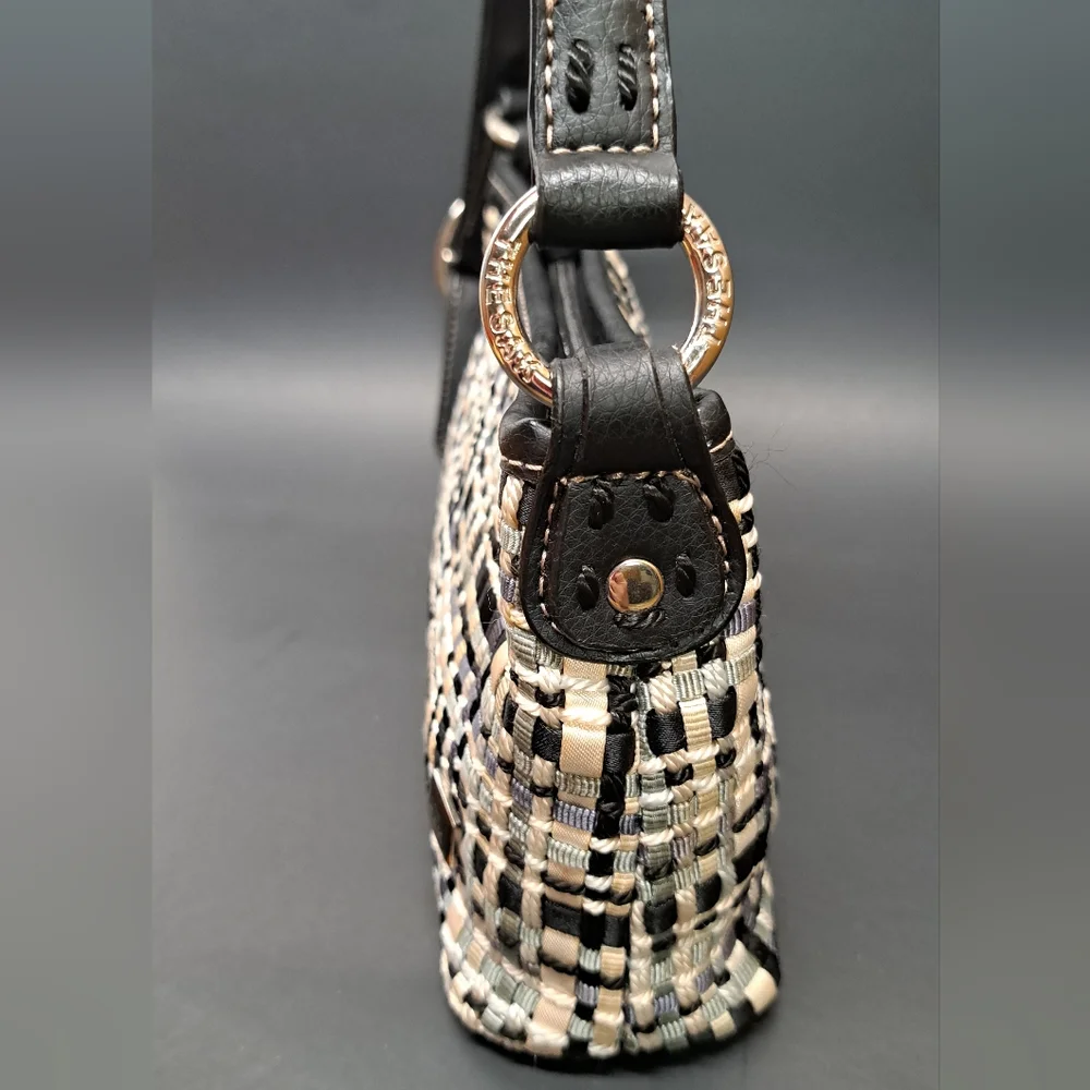 THE SAK Woven fabric and genuine leather small shoulder bag black white - Picture 5 of 12